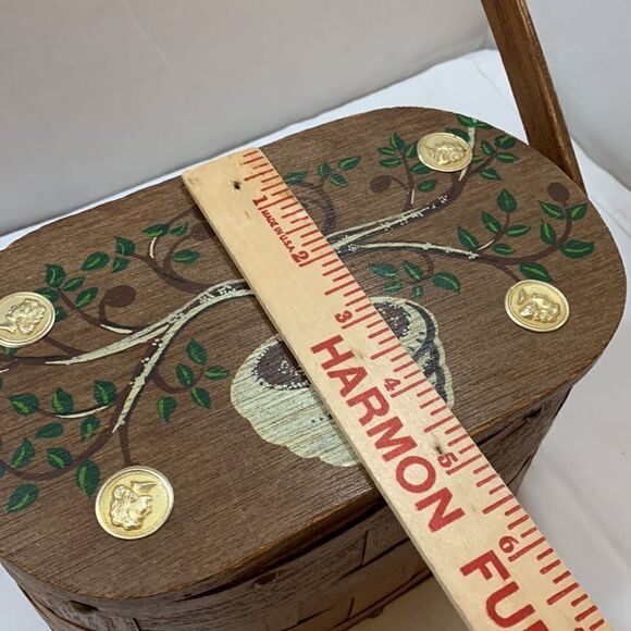 Vintage box purse with coin & tree wood top - Picture 9 of 9